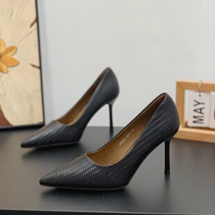 小众设计蛇皮纹细跟8CM尖头高跟鞋2026春秋新款法式气质浅口单鞋