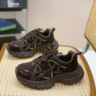 潮流炸街百搭运动鞋 复古韩版 女2025秋冬爆款 超火磨砂皮厚底老爹鞋