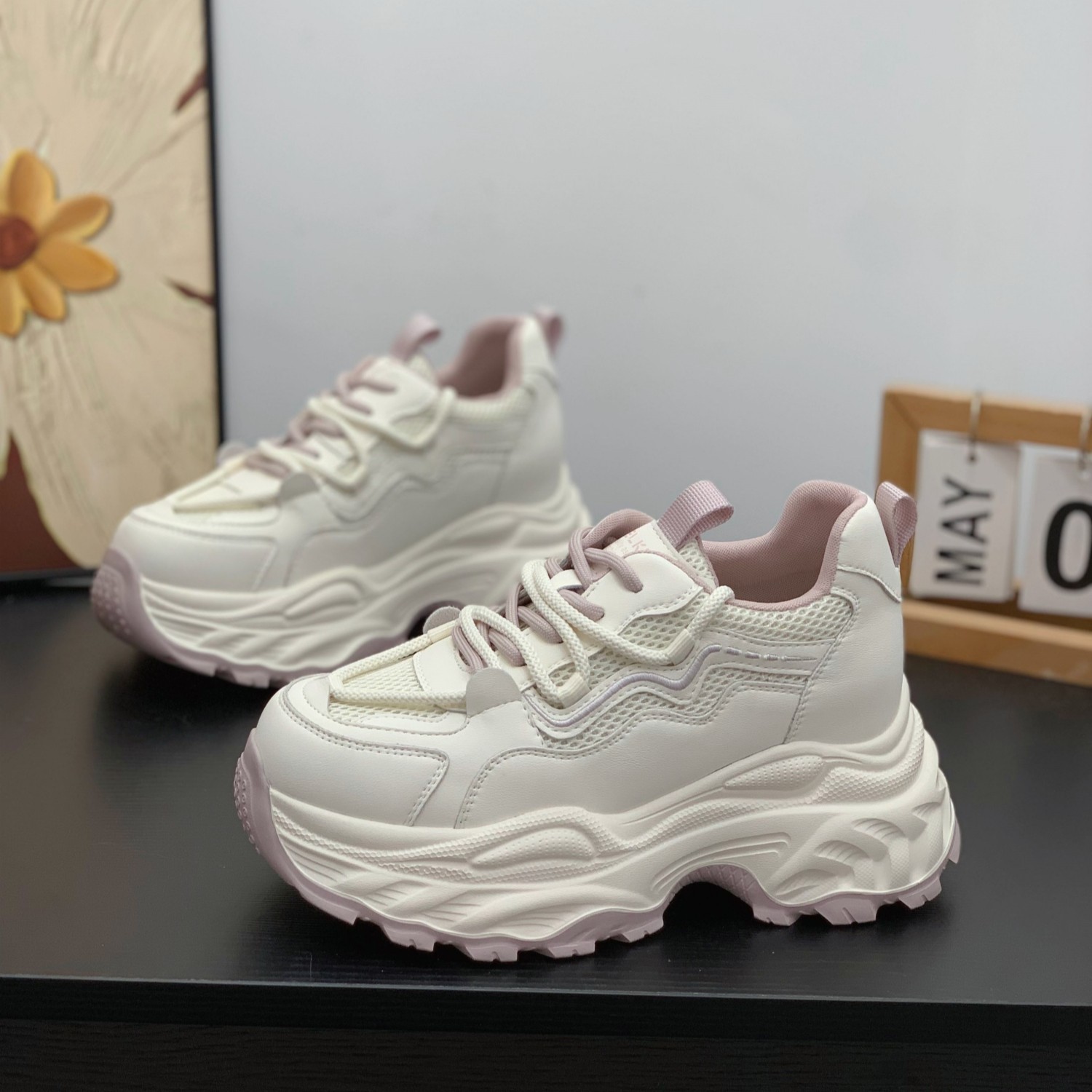 内增高8CM真皮老爹鞋小个子女2026春季新款显腿长轻便百搭运动鞋,女鞋,老爹鞋,淘宝优惠券,粉丝福利购,淘宝优惠卷