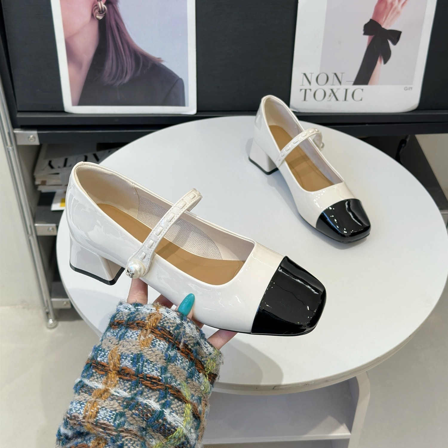 小香风法式玛丽珍小皮鞋女2026春季新款配裙子粗跟方头魔术贴单鞋,女鞋,玛丽珍鞋,淘宝优惠券,粉丝福利购,淘宝优惠卷