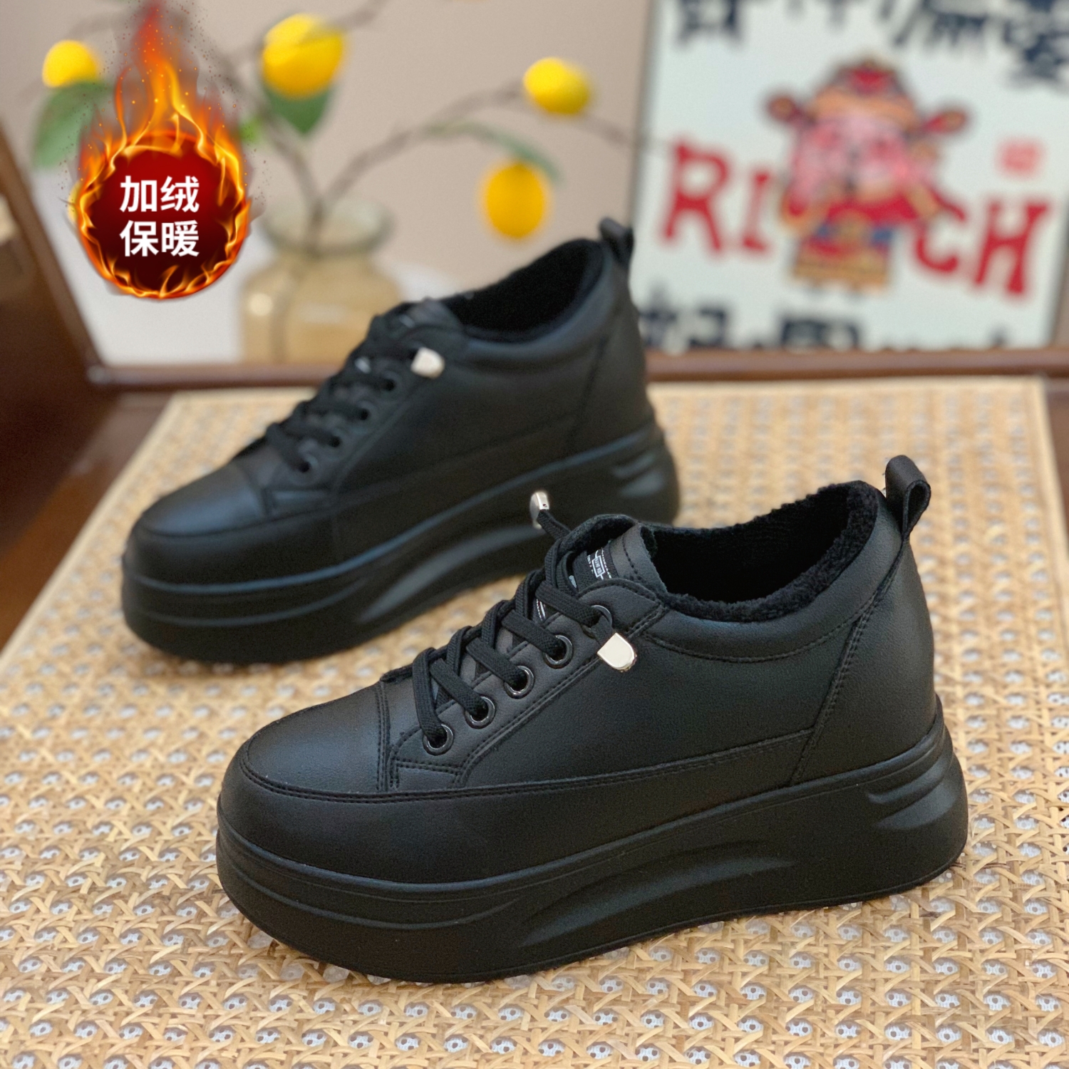 显脚小显腿长加绒小白鞋33码板鞋