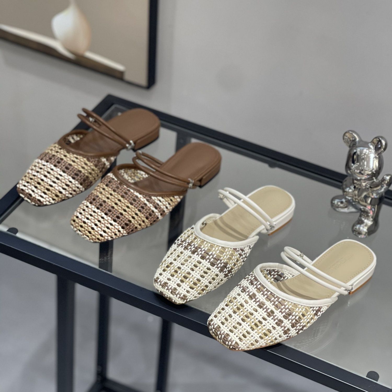 法式小眾編織鏤空透氣包頭半拖鞋