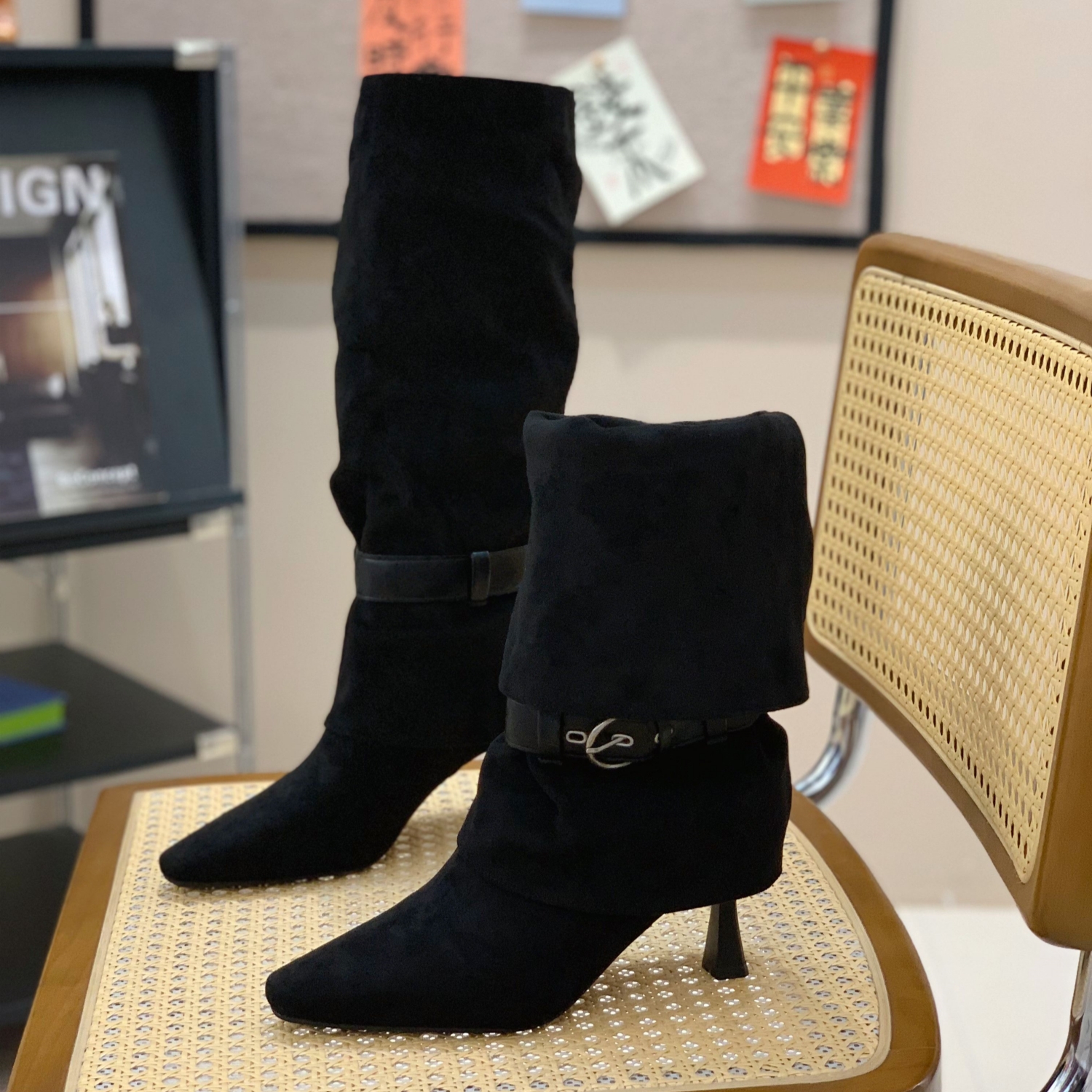 小个子显腿长高级皮带扣百搭靴子