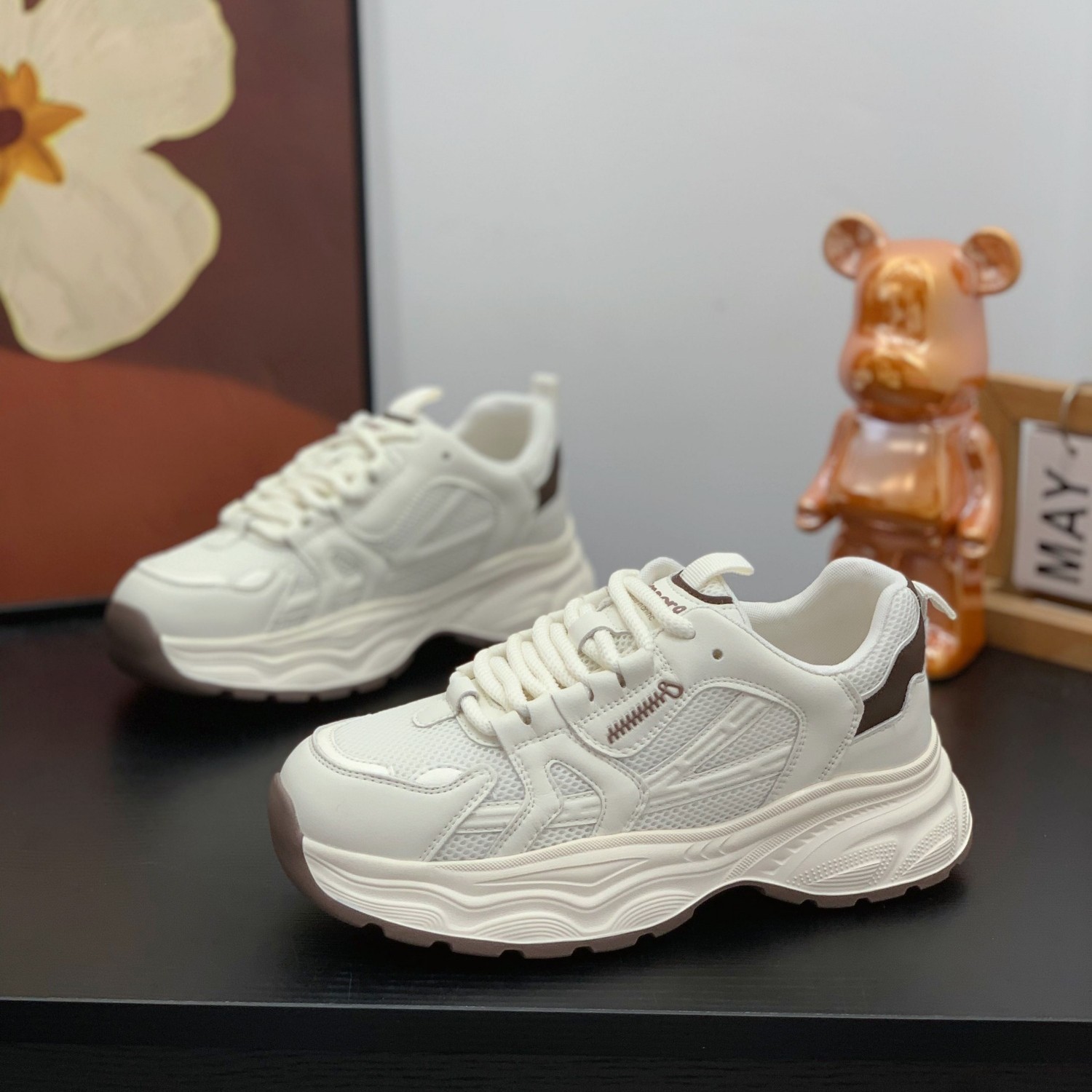 厚底显脚小真皮老爹鞋女2026春季新款轻便复古百搭透气运动休闲鞋,女鞋,老爹鞋,淘宝优惠券,粉丝福利购,淘宝优惠卷