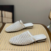 百搭平底休闲女鞋 韩版 新款 女2026夏季 小众编织镂空透气包头半拖鞋
