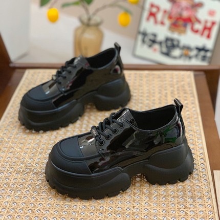 英伦风小皮鞋女2025新款春秋小个子厚底7cm松糕玛丽珍单鞋乐福鞋