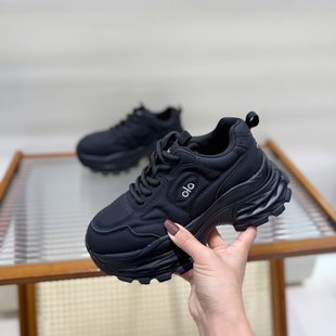 显脚小百搭运动鞋 爆款 小个子厚底休闲鞋 女2025秋冬新款 真皮老爹鞋