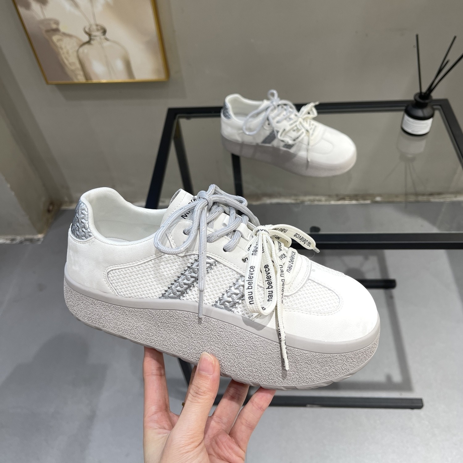 小众设计感双鞋带德训鞋女款2026春季新款复古厚底百搭休闲运动鞋,女鞋,德训鞋,淘宝优惠券,粉丝福利购,淘宝优惠卷