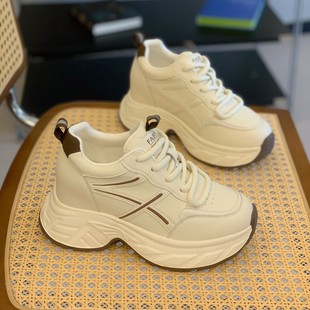 小个子显瘦轻便不累脚系带运动鞋 新款 女2025秋季 内增高厚底老爹鞋