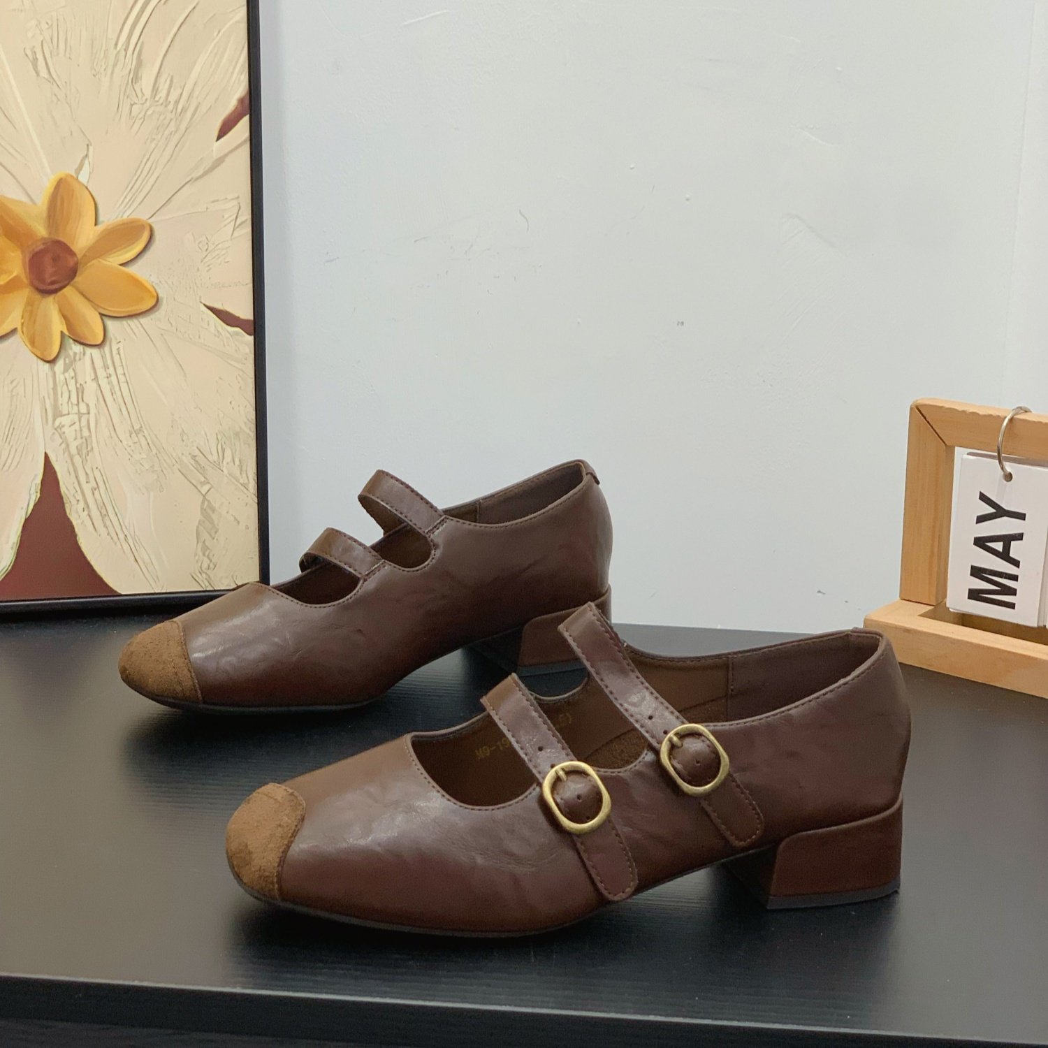 粗跟方头超火双排扣复古玛丽珍女鞋2025年秋冬新款显脚小浅口单鞋,女鞋,玛丽珍鞋,淘宝优惠券,粉丝福利购,淘宝优惠卷