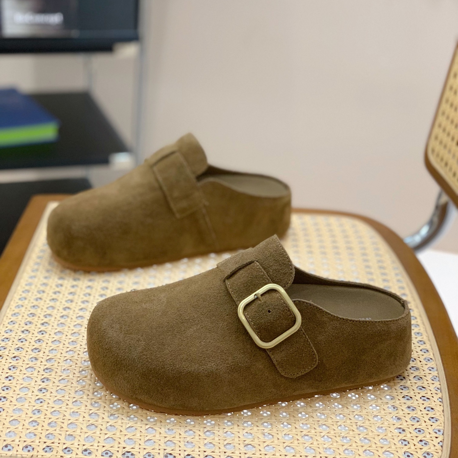 配裙子复古豹纹勃肯鞋女2025秋冬新款小个子内增高外穿包头半拖鞋