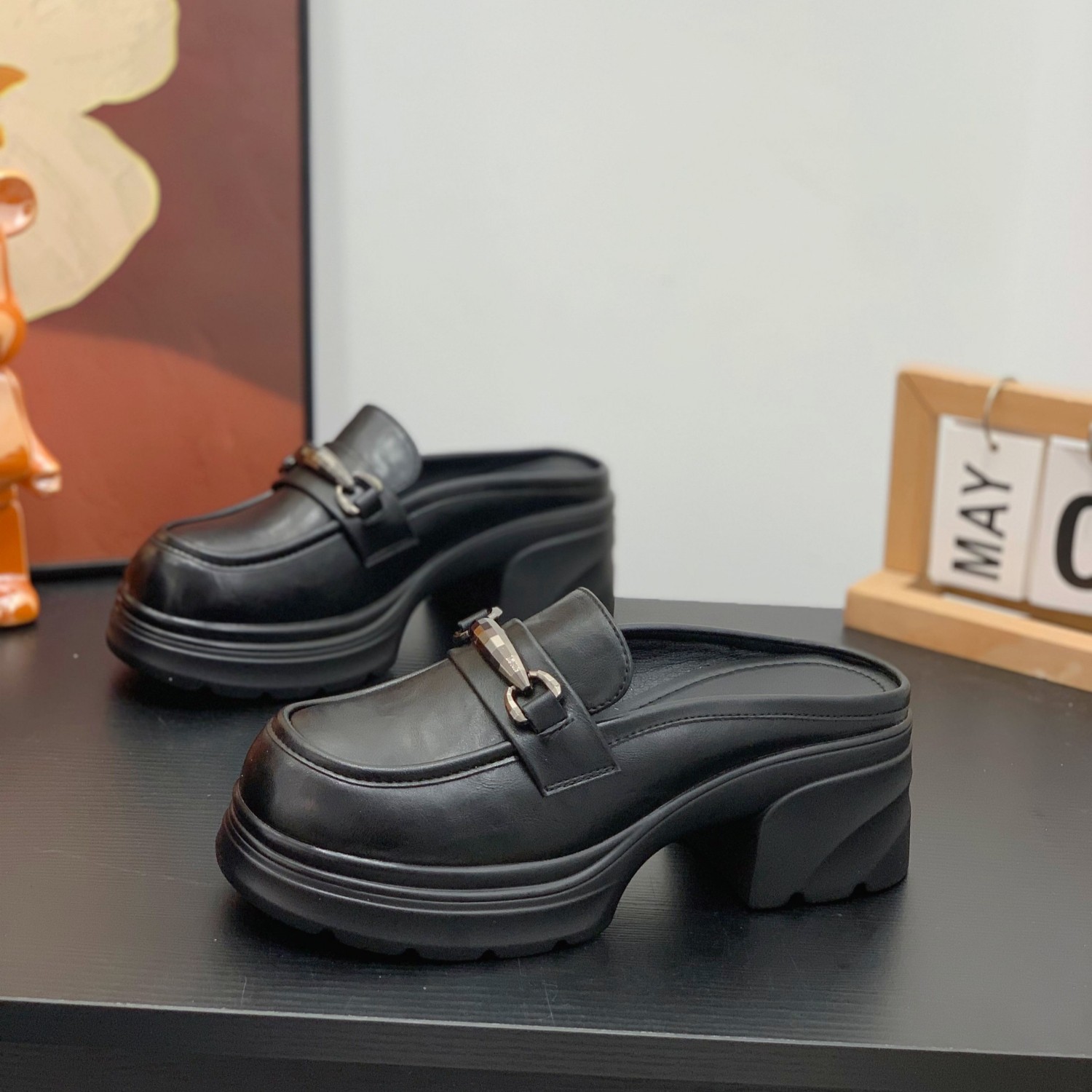 英伦风包头拖粗跟显腿长无后跟乐福鞋小个子女2026春夏新款半拖鞋,女鞋,包头拖,淘宝优惠券,粉丝福利购,淘宝优惠卷