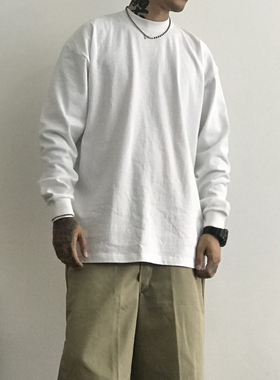 bboy练舞popping街舞old school小领口hiphop重磅纯色打底长袖t