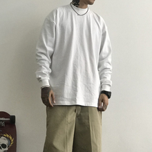 bboy练舞popping school小领重磅纯色打底长袖 hiphop街舞old t桖