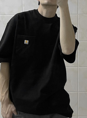 bboy宽松加兜tee街头old school重磅hiphop口袋加厚小领口短袖