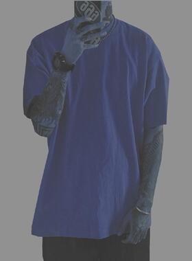 bboy宽松大码西海岸chicano匪帮old school美式小领口纯色打底t