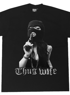 bboy宽松匪帮街头old school重磅hiphop街舞美式小领口短袖T恤