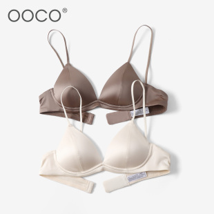 夏女生 三角杯细肩带深V性感光面文胸新款 内衣女薄款 小胸平胸法式