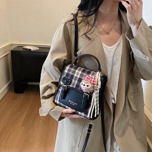 2025新款潮少女格子双肩包女秋季森萌潮韩版甜美背包休闲学生