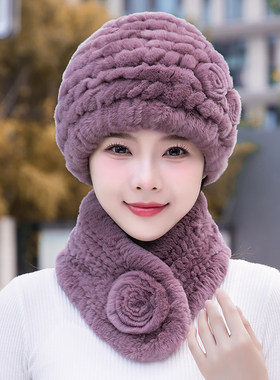 獭兔毛帽子女秋冬保暖
