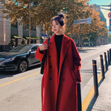 独特超好看红色长款西装风衣外套女春秋2025年新款高级感休闲大衣，女装毛呢外套，浙宝088