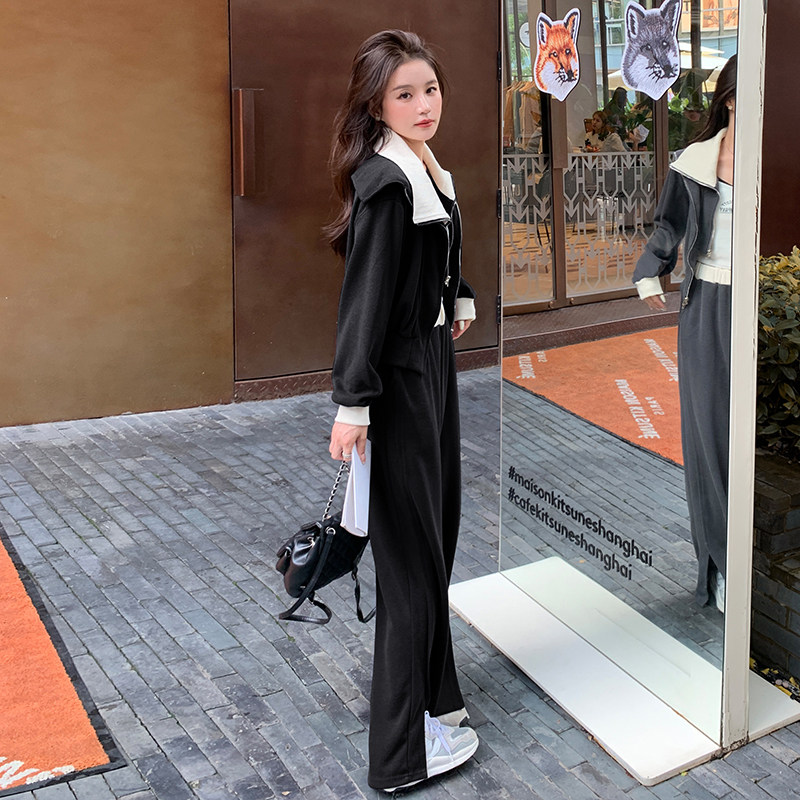 现货M752P175K228卫衣外套撞色假两件上衣裙子两件套装女2色,女装套装/套裙,浙宝088