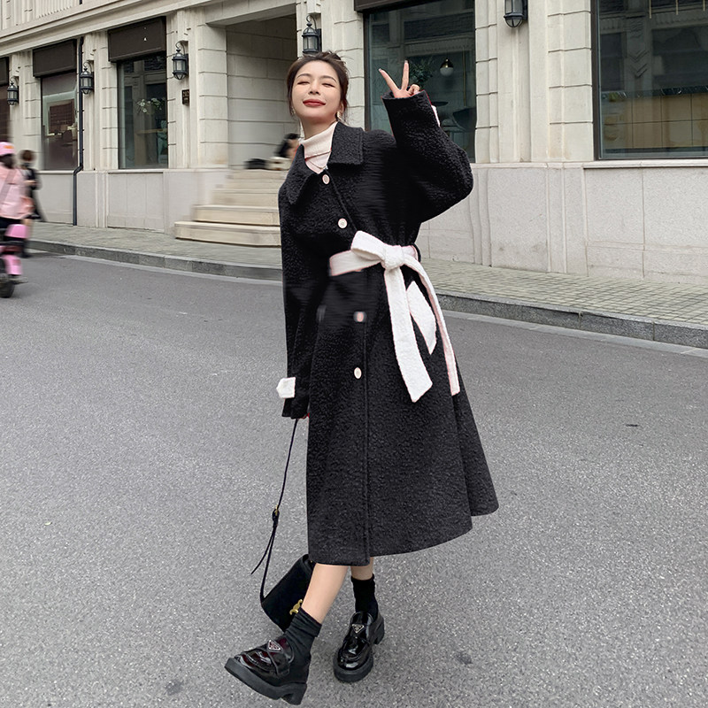 现货M201P180K2682022冬装新款圈圈呢撞色大衣毛呢外套,女装毛呢外套,浙宝088