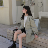 现货X832P120K1782022春秋新款4个立体口袋工装风衣收腰外套女，女装风衣，浙宝088