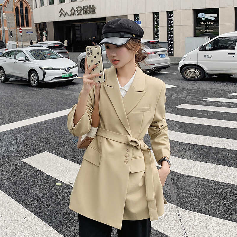 休闲职业卡其色西装外套女春秋2025年新款高端气质女神范修身西服,女装西装,浙宝088