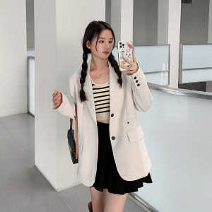 黑色小个子休闲西装外套女2024秋季新款今年流行高级感职业小西服图片