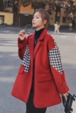 X910P125K1882021冬装新款千鸟格拼色毛呢外套，女装毛呢外套，浙宝088