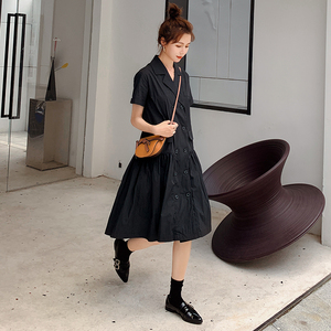 现货X992 P90K148 2021夏季新款西装领双排扣连衣裙,女装连衣裙,浙宝088