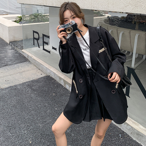 黑色西装套装女2025年春秋新款休闲显瘦韩版西服外套套装两件套潮图片