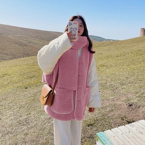现货M225P185K268 羊羔毛拼接棉服送围巾图片