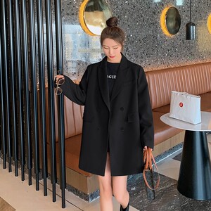 现货X978P110K1782022春装新款双排扣小西装外套女2色,金智妮穿搭西装图片