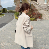 韩版米白色气质休闲小西装外套女春秋2025新款高级感气场强大西服，女装西装，浙宝088