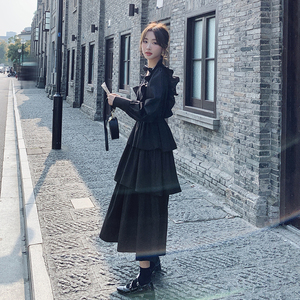 出货中M665P115K168 2024春秋装长款高品质中长款蛋糕连衣裙图片