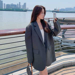 版型chao正!灰色西装外套女春秋免烫高级感百搭气质休闲西服
