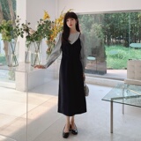 现货M159P115K1682024春装新款假两件拼接撞色连衣裙，女装连衣裙，浙宝088