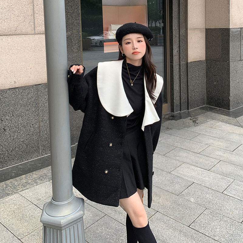 出货M206P175K2682022冬装新款小香风毛呢中长款外套,女装毛呢外套,浙宝088
