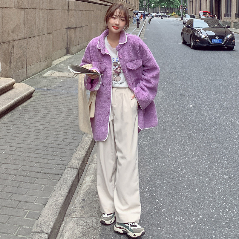 出货中M172P165K2482022冬装百搭羊羔毛宽松外套,女装皮草,浙宝088