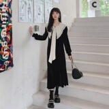 现货M158P115K1682024秋装新款撞色蝴蝶结秋冬宽松连衣裙，女装连衣裙，浙宝088