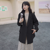 淡黄色小西装外套女春秋2025年新款春装气质休闲时尚双排扣西服潮，女装西装，浙宝088