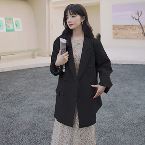 淡黄色小西装外套女春秋2025年新款春装气质休闲时尚双排扣西服潮图片