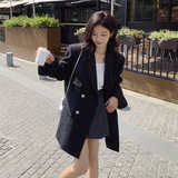 韩系黑色西装外套女春秋2025新款质感高级复古小香风宽松上衣西服，女装西装，浙宝088