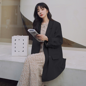淡黄色小西装外套女春秋2025年新款春装气质休闲时尚双排扣西服潮图片
