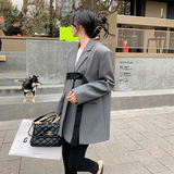 出货M375P120K178春装新款撞色拼接不规则西装外套女，女装西装，浙宝088
