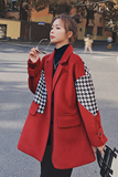 X910P125K1882021冬装新款千鸟格拼色毛呢外套，女装毛呢外套，浙宝088