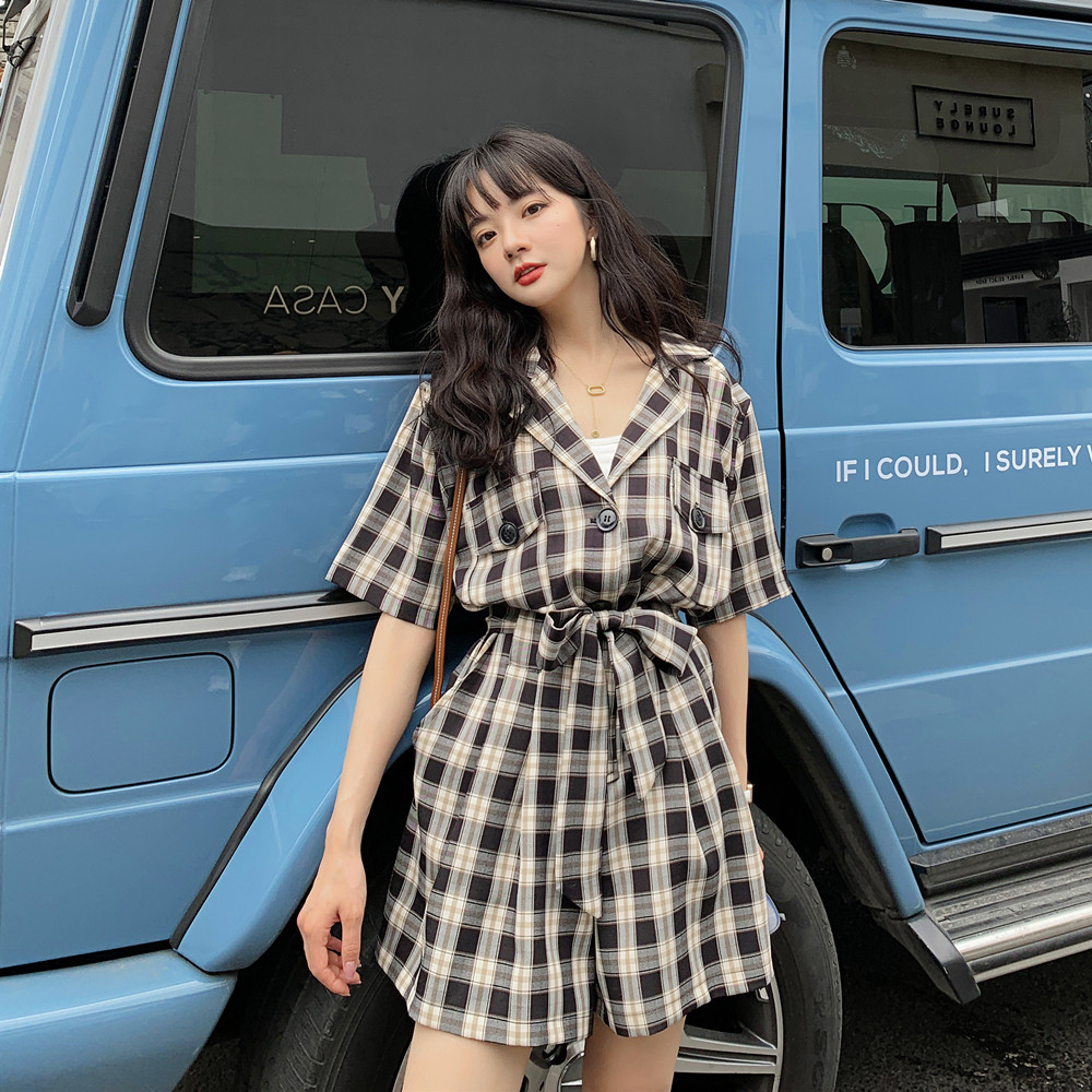 现货X362P75K1382022夏季新款格子连体裤无差价，女装连体裤，浙宝088