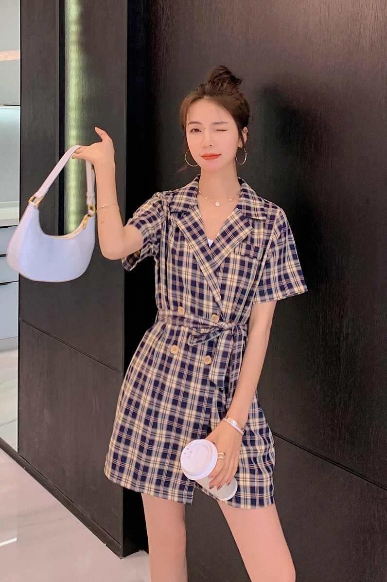 现货X996P90K1482021夏季新款格子连体裤,女装连体裤,浙宝088